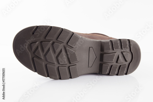 Rubber sole of boot, isolated on white background.