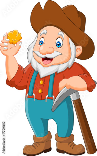 cartoon gold prospector isolated on white background