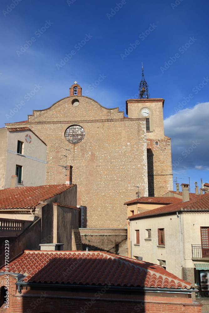 church in french village of Thuir in Pyrenees orientales, France