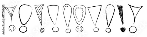 Hand drawn exclamation marks - banner. Vector.