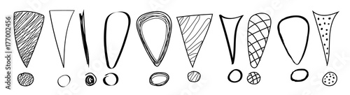 Hand drawn exclamation marks - banner. Vector.