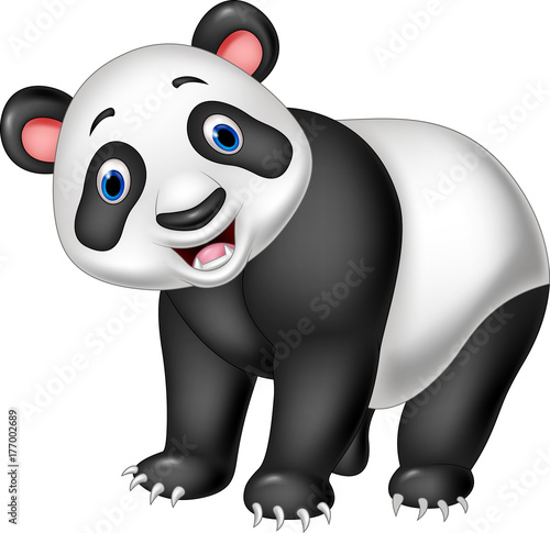 Fototapeta Naklejka Na Ścianę i Meble -  Cartoon happy panda isolated on white background