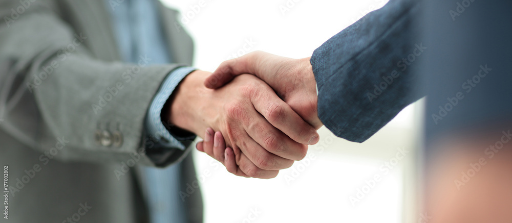 businessman shaking hands to seal a deal with his partner