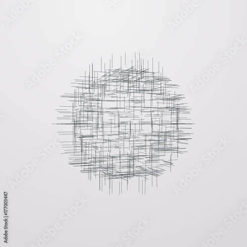 Abstract lattice 3d shape with lines and levels