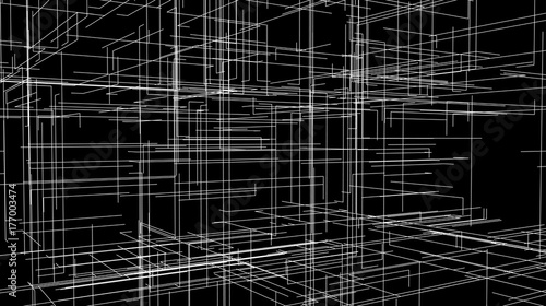 Abstract lattice 3d shape with lines and levels