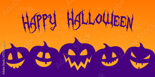 Happy Halloween - banner with wishes and scary lanterns. Vector.