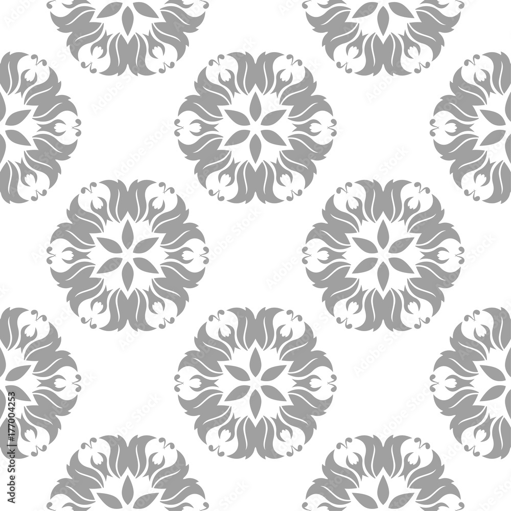 Gray floral seamless design on white background Gray floral seamless design on white background