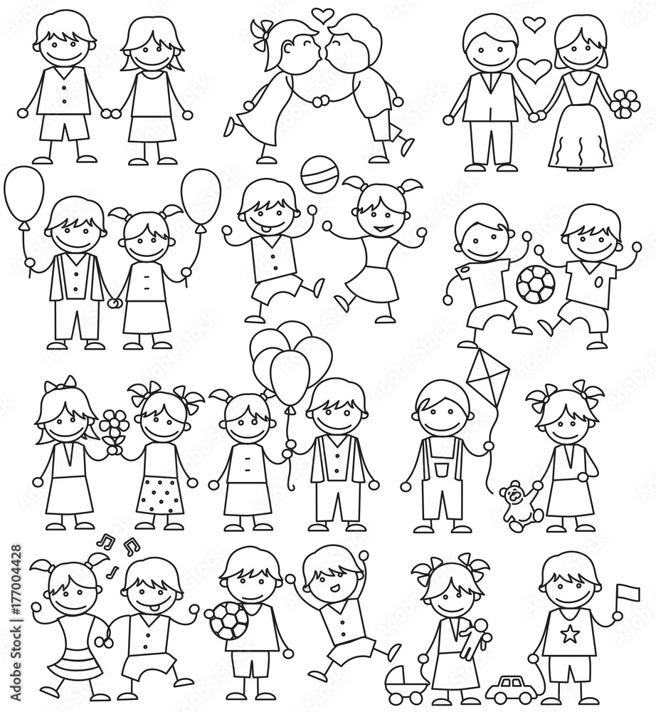 Hand Drawn Childrens Clip Art. Sketch Icons