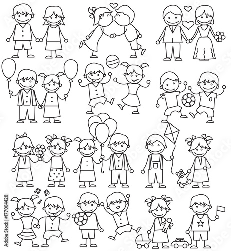 Hand Drawn Childrens Clip Art. Sketch Icons
