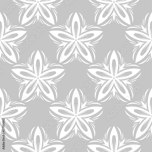 White floral seamless pattern on gray background © Liudmyla