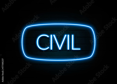 Civil - colorful Neon Sign on brickwall
