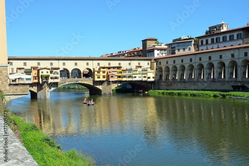 View of Ponte Vecchio at sunset, Florence, Italy