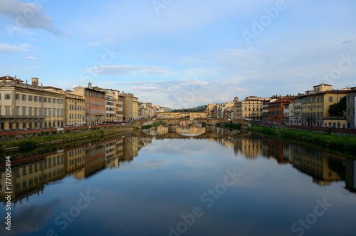 View of Ponte Vecchio at sunset, Florence, Italy