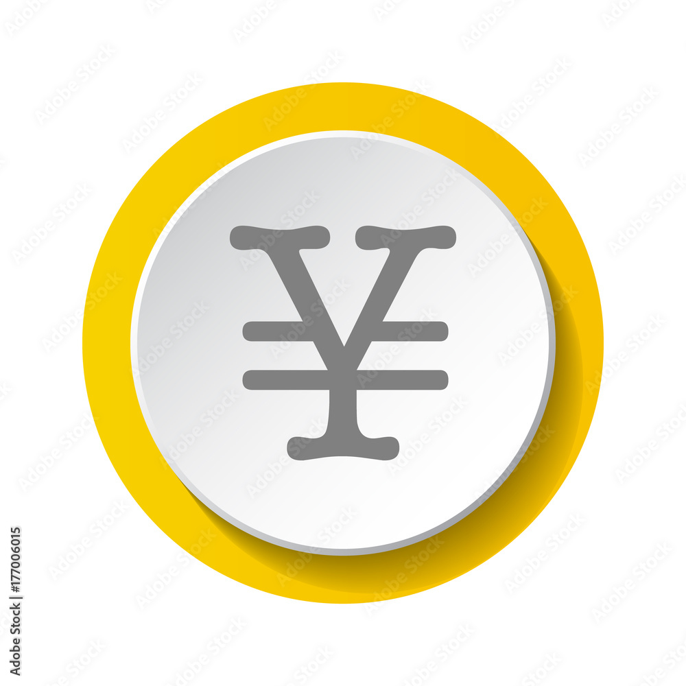 Yen symbol - 3d button. Vector.