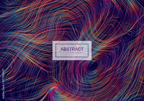 Abstract artistic rainbow background with curled lines.
