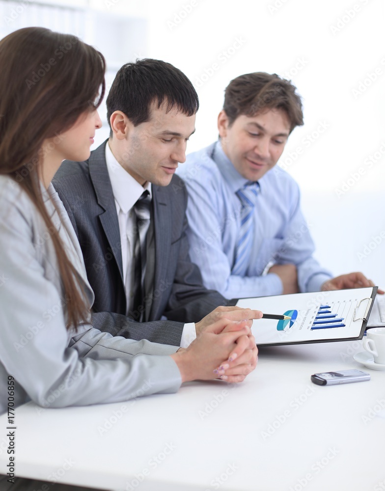business team discussing a financial plan business team discussing a financial plan