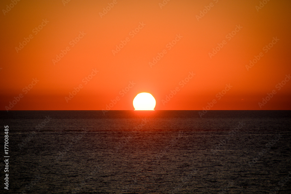 Sunset at the sea in Popeye Village, Malta