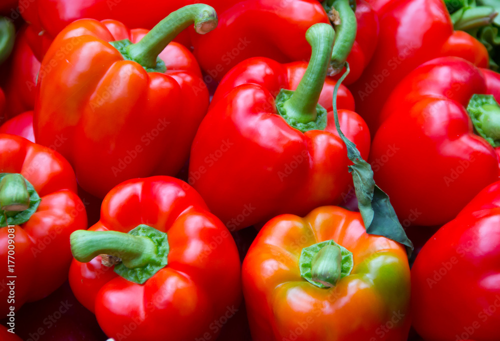 Pile of sweet bell red pepper as a background