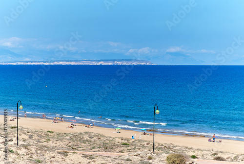 People on the beach of La Mata. Torrevieja  Spain