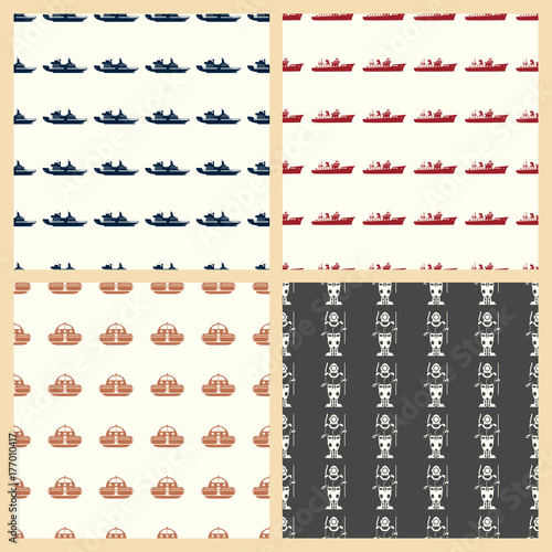 Sea transport vector illustration on a seamless pattern background