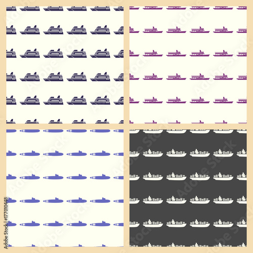 Sea transport vector illustration on a seamless pattern background