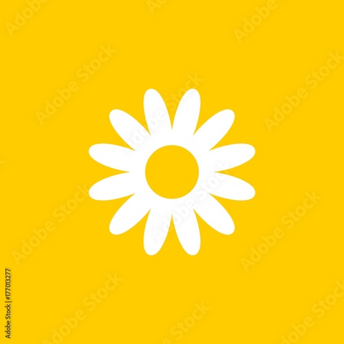  Chamomile flat vector icon on a yellow background