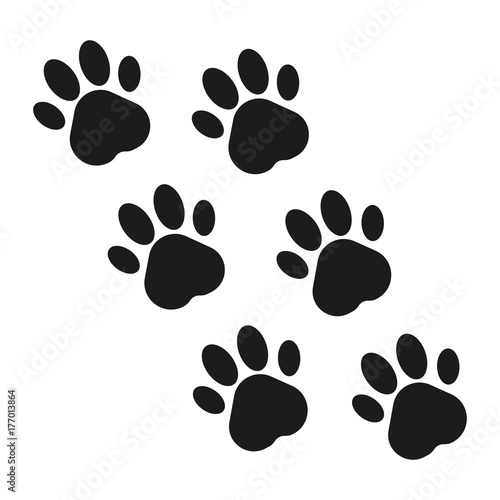 Paw prints. Animal paw print flat icon. Vector illustration