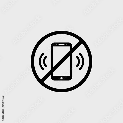 No phone zone flat vector icon on a gray background