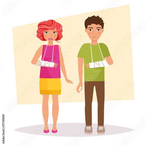 Boy and a girl with a broken arm