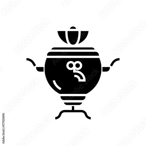 russian samovar icon, illustration, vector sign on isolated background