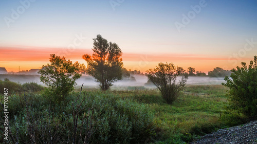 morning mist at dawn, before sunrise