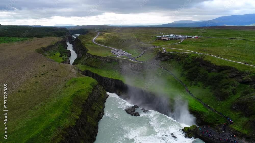 River canyon and Gullfoss waterfall in Iceland River canyon and Gullfoss waterfall in Iceland