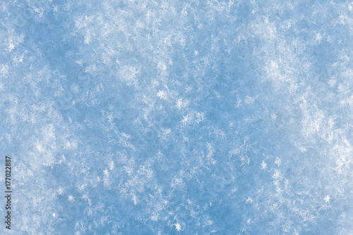 Fresh fluffy snow background. Natural snowflakes macro 