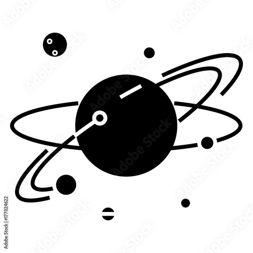 solar system - planetary - space - planet with satelites - mars icon, illustration, vector sign on isolated background
