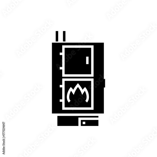 solid fuel boiler - pellet stove icon, illustration, vector sign on isolated background