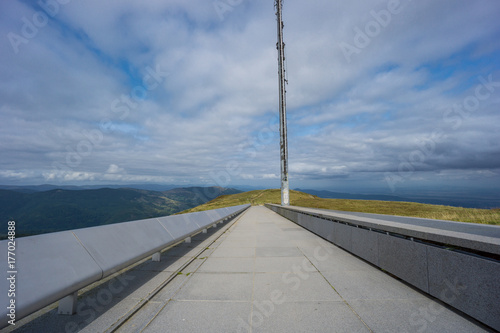 France - Top of mountain grand ballon with stone plates and cell tower © Simon