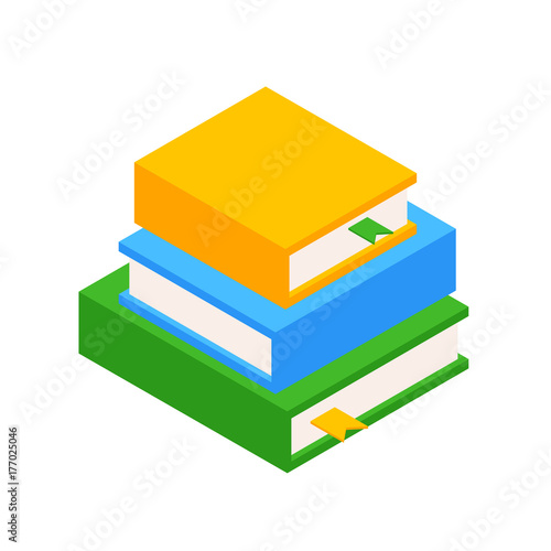 Pile of three Books. Education Infographic Concept  with Books Stack. Books stacked on top of each other. Vector illustration of isolated layers on a white background