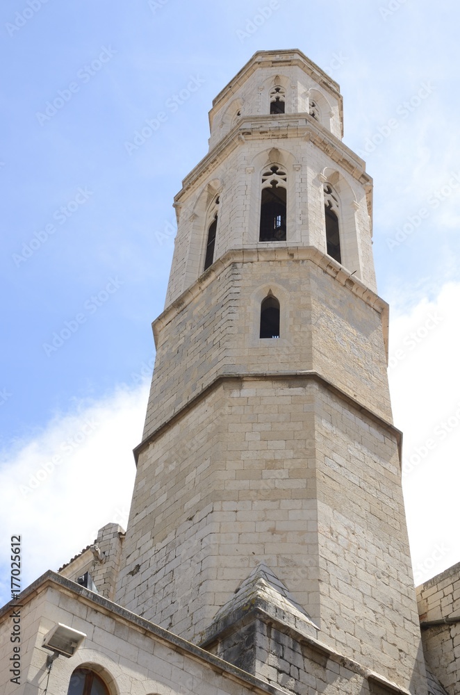 Bell Tower of Saint Peter in Figueres, Girona, Spain