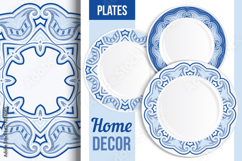 Pattern and set of decorative plates.