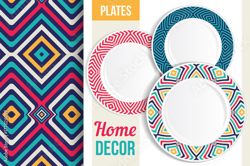 Pattern and set of decorative plates.