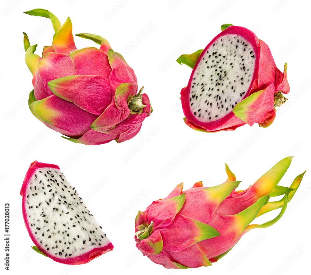 Fresh dragon set fruit isolated on white background Fresh dragon set fruit isolated on white background