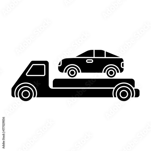 trailer - transportation - car service - car delivery icon, illustration, vector sign on isolated background