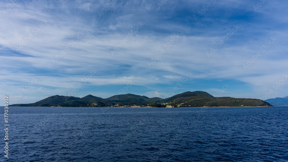 View on part of Elba island mountains from the sea View on part of Elba island mountains from the sea
