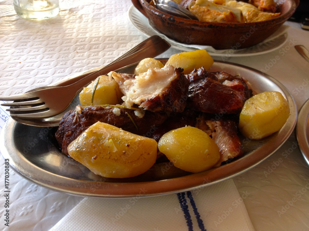 A Portuguese traditional dish in one of the restaurants of Evora Monte, a town in the Alentejo region A Portuguese traditional dish in one of the restaurants of Evora Monte, a town in the Alentejo region