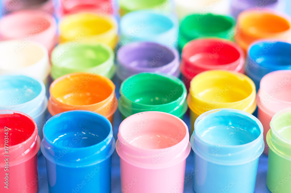 background of jars with colored paints background of jars with colored paints