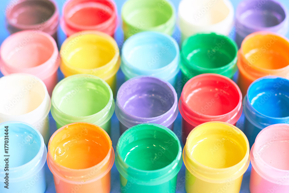 background of jars with colored paints background of jars with colored paints