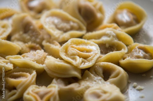 Tortellini with cheese sauce and butter