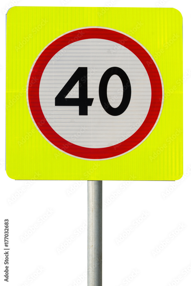 40 speed limit sign isolated on white 