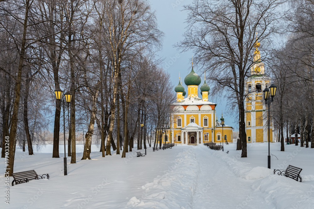 Path to the Transfiguration Cathedral of the Uglich Kremlin in winter Path to the Transfiguration Cathedral of the Uglich Kremlin in winter