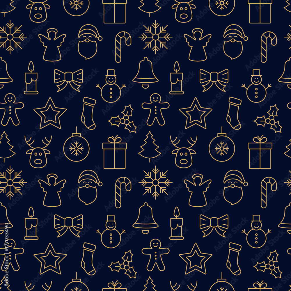 merry christmas icon pattern seamless elements golden background merry christmas icon pattern seamless elements golden background